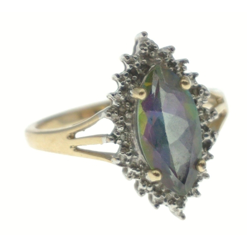 14 - Up to 9ct tested ring size P with a lozenge shaped set MYSTIC TOPAZ stone - gross weight 2.98g appro... 