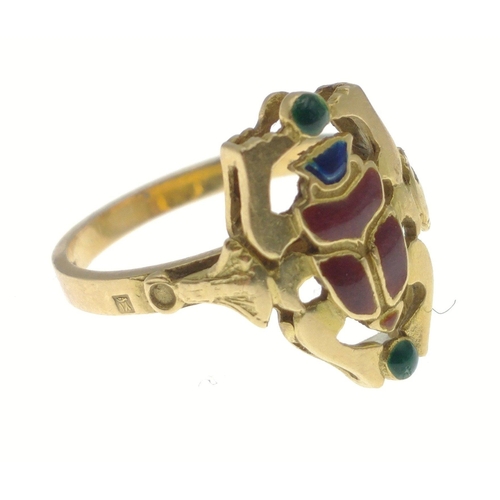 23 - An unmarked (marked with 18 in Arabic numerals) impressive EGYPTIAN SCARAB BEETLE  ring with cartouc... 