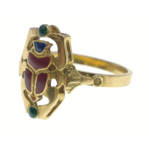 23 - An unmarked (marked with 18 in Arabic numerals) impressive EGYPTIAN SCARAB BEETLE  ring with cartouc... 