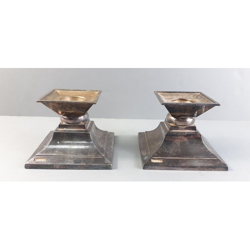 42 - A very attractive pair of squat continental silver candle holders by FINK. Each with a small 'd' in ... 