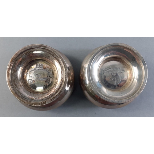 43 - Two Goldsmiths and Silversmiths beautiful sterling silver salt cellars, both hallmarked London 1935,... 