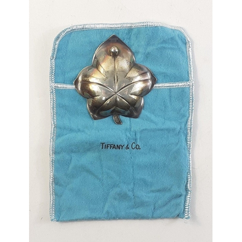 43A - A TIFFANY & Co sterling silver stamped pin dish with its original Tiffany & Co felt pouch - ... 