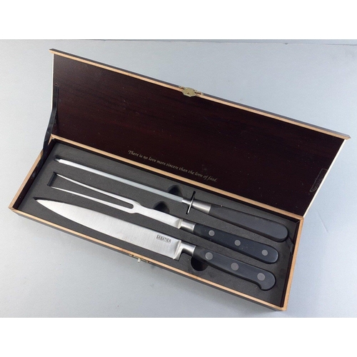 49 - A super quality SABATIER three piece carving set in box, appears unused.#53