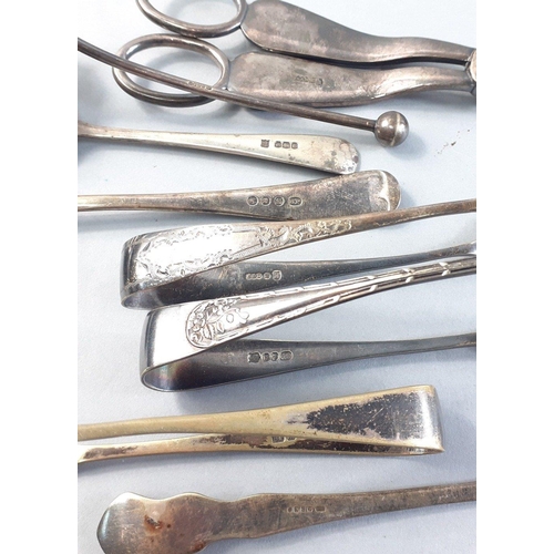 51 - A small collection of vintage EP cutlery including grape scissors and also a glass dressing table bo... 