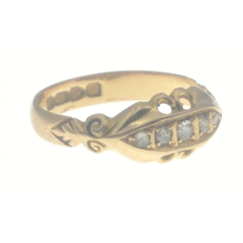 11 - An 18ct Chester hallmarked gold ring with 5 inset diamonds, size M gross weight 2.45g approx#11