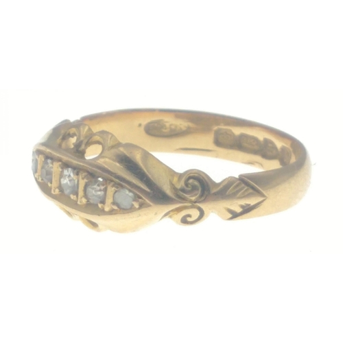 11 - An 18ct Chester hallmarked gold ring with 5 inset diamonds, size M gross weight 2.45g approx#11