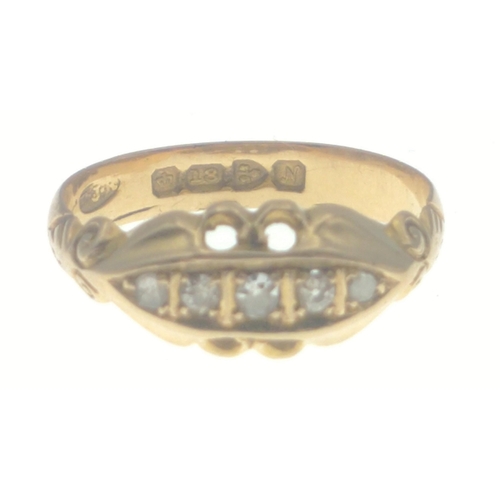 11 - An 18ct Chester hallmarked gold ring with 5 inset diamonds, size M gross weight 2.45g approx#11