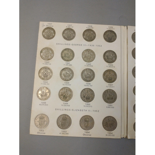 55 - A  full coin collector's folder - No 3 Great Britain shillings and sixpences 1937 -1966/7.  Includes... 