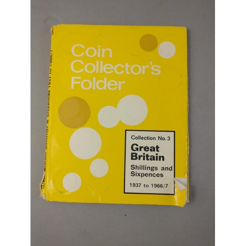 55 - A  full coin collector's folder - No 3 Great Britain shillings and sixpences 1937 -1966/7.  Includes... 