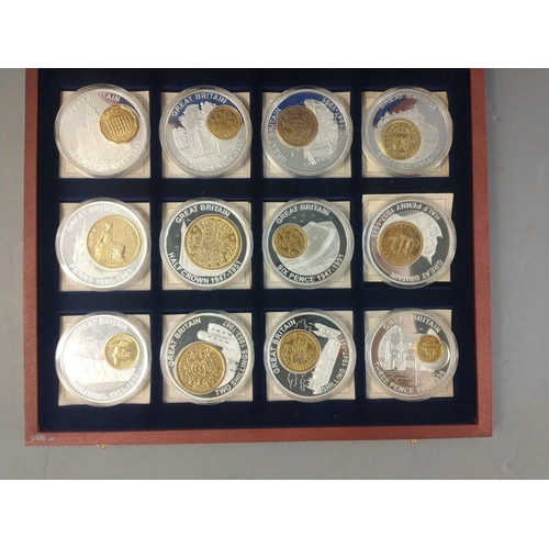 58 - Four boxed sets of commemorative coins to include boxed set of 12 plated coins with gilt Pre -Decima... 