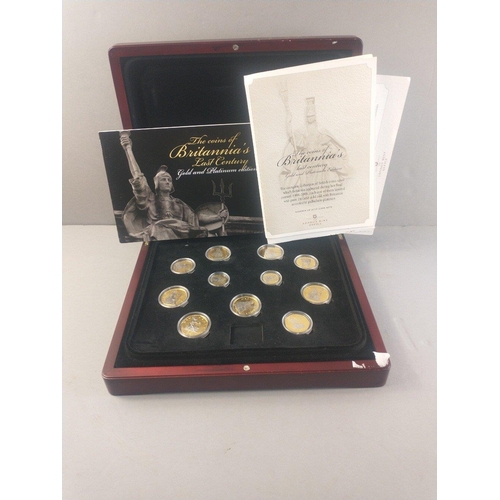 60 - Two cases of plated coins in cases to include pre-decimalisation coins and coins of Britannia.#60... 