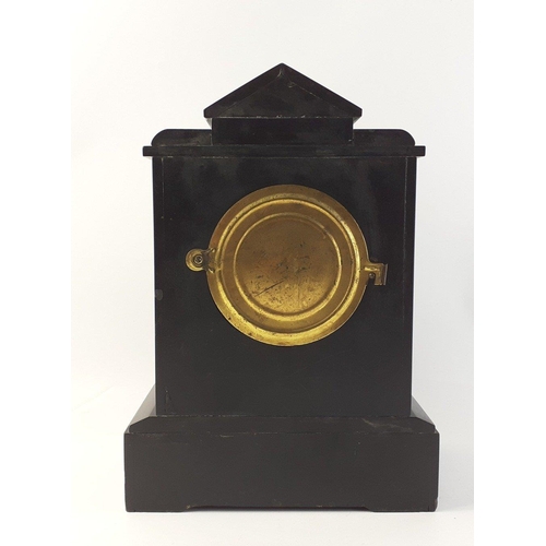 117 - A gorgeous nicely proportioned slate and marble mantle clock with brass ANSONIA movement. complete w... 