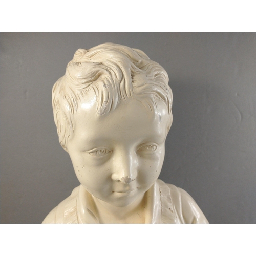 173 - An impressive nicely detailed plaster bust of a late Victorian child standing 42cm approx. A few min... 