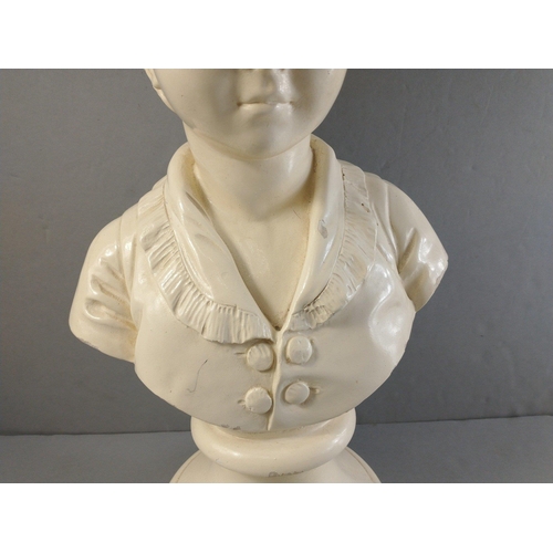 173 - An impressive nicely detailed plaster bust of a late Victorian child standing 42cm approx. A few min... 