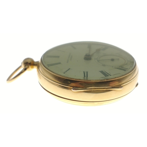 123 - JOHN FORREST of London large open faced 18ct gold pocket watch in travel case. A magnificent piece. ... 