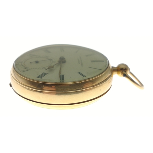 123 - JOHN FORREST of London large open faced 18ct gold pocket watch in travel case. A magnificent piece. ... 