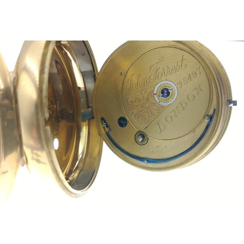 123 - JOHN FORREST of London large open faced 18ct gold pocket watch in travel case. A magnificent piece. ... 