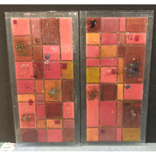 14 - Three solid colourful glass window panels. Amazing shades of contrasting reds, would look superb bac... 