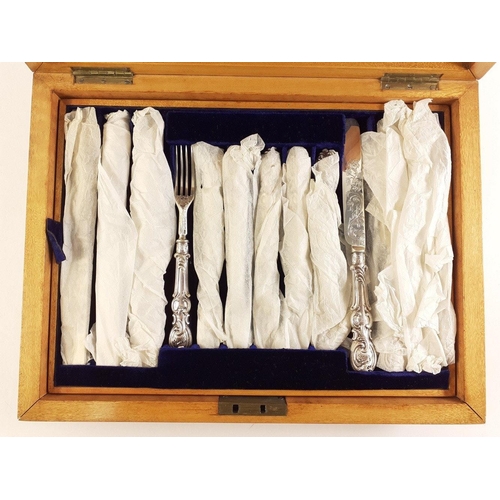 142 - A stunning canteen of Victorian solid silver cutlery. Twelve knives and twelve forks H.M. Sheffield ... 