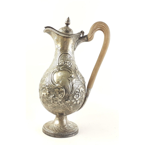 152 - A silver hallmarked London 1776 English rococco coffe jug, made by John Parker I and Edward Wakelin,... 