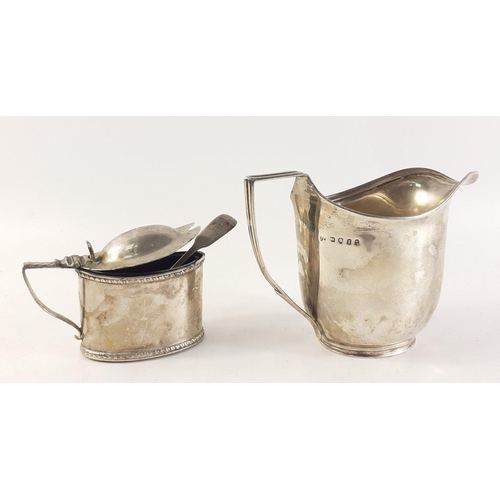 160 - A mixed silver lot to include a hallmarked milk jug, London 1884, a condiment dish and spoon, indist... 