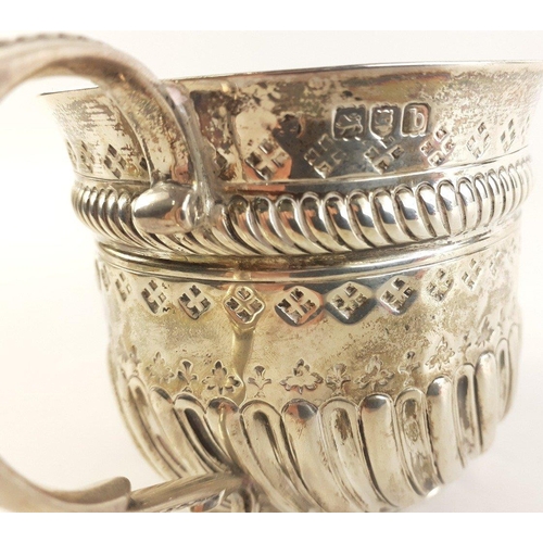 168 - A sterling silver twin handled sugar bowl, hallmarked London 1897, height 8cm approx, weight 169g ap... 