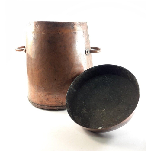 197 - A super large antique hand made copper lidded bin.  Possibly used as a coal scuttle or log bin.  A r... 