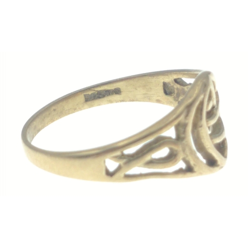 26 - A 9ct gold ring with Celtic style Rennie Mackintosh knot. size K, weight 1.55g approx.#26