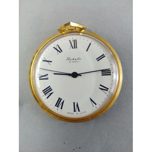 293A - A RAKETA 25 Jewels USSR made gilt fob watch running nicely with a gentle wind along with a Ladies RO... 