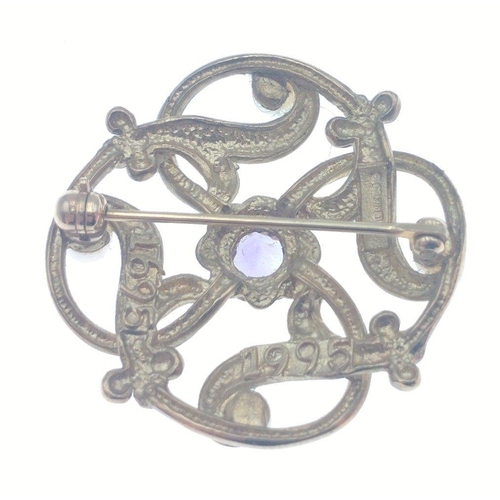 37 - A beautiful intricate brooch with a full set of hallmarks, 9ct stamped being a modern reproduction o... 