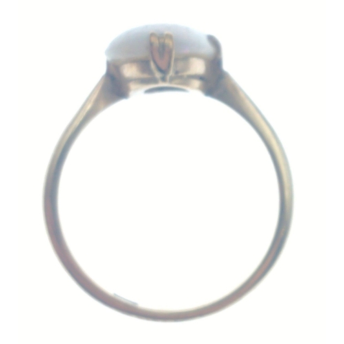 39 - A 9ct gold ring set with a lovely oval opal (15mm approx), size P, gross weight 2.55g approx.#39