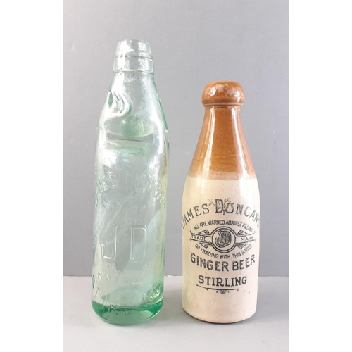 Two interesting old matching bottles. JAMES DUNCAN OF STIRLING. A Codd ...