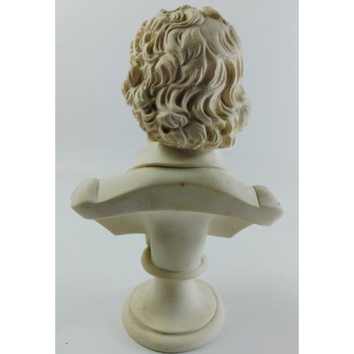 657 - An alabaster bust of Beethoven standing approximately 22cm tall.#712