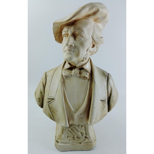 658 - A plaster bust of Richard Wagner standing approximately 32cm tall.  The bust is well detailed.#713... 