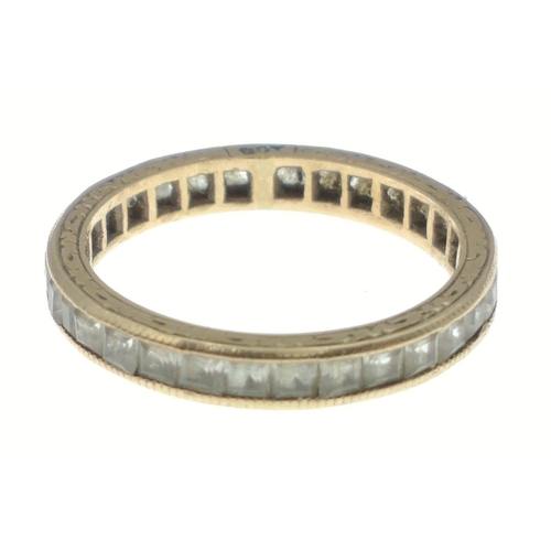 68 - A 9ct stamped diamond (tested) eternity band, size O, gross weight 2.1g approx#68