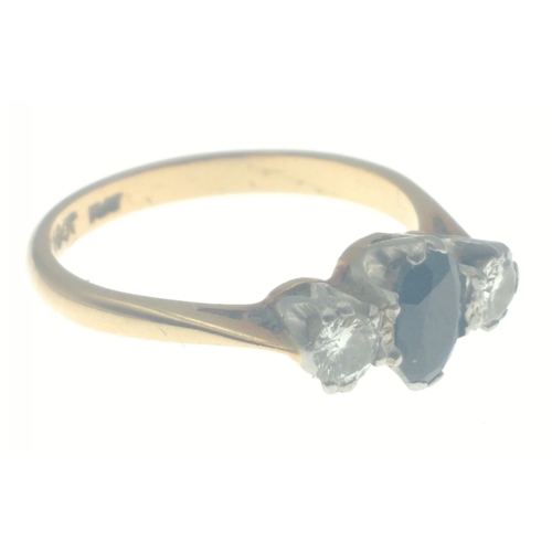 81 - A lovely 18ct sapphire and diamond (tested) ring, size N, gross weight 3.15g approx#81