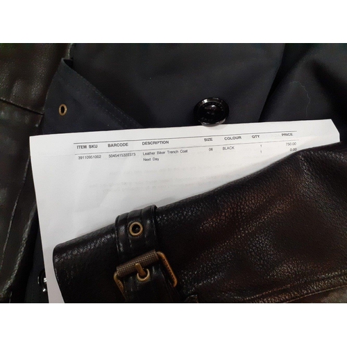 325 - ORIGINAL LADIES SIZE 6 BURBERRY of LONDON 
BLACK LEATHER BIKER TRENCH COAT - SO CLASSY! comes with o... 