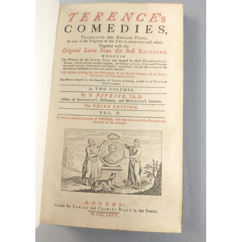 454 - A leather bound copy of TERENCE'S COMEDIES by S. PATRICK, vol. II of the third edition printed by Ed... 