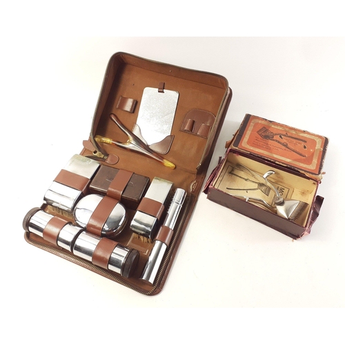 463 - A 'CONNOISSEUR' gentleman's grooming set plus vintage  MODELL B hair cutting clippers in original bo... 