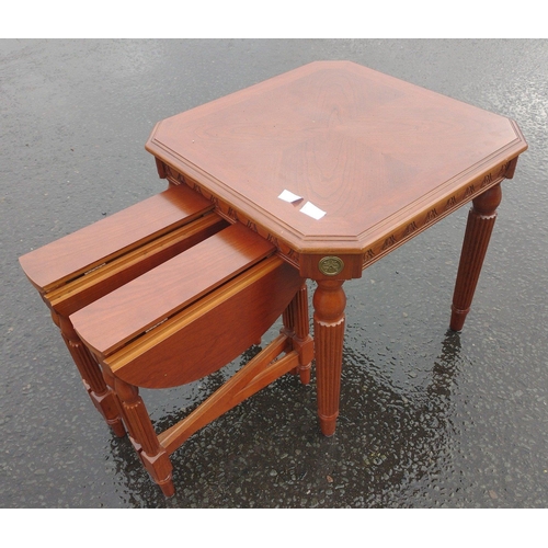 482 - A nest of 3 side tables with 1 main table and two folding tables which tuck under the main table#111... 