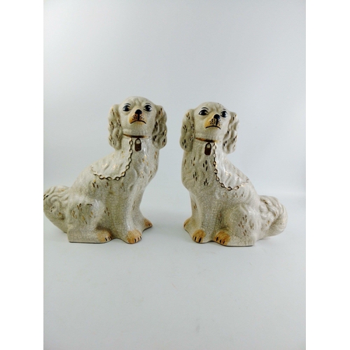 523 - A pair of crackleware Wally dogs in good condition, each 33cm approx#131