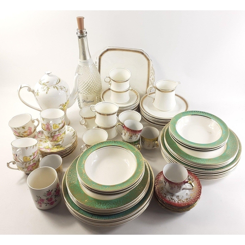 590C - Three part coffee sets by ROSLYN China (Azalea), LAWLEYS, and one other plus CROWNFORD plates#156... 