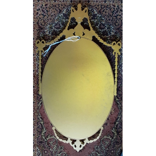 673 - An ELEGANT gilded framed large oval wall mirror - dimensions 106cm height x 60cm width approx#187... 