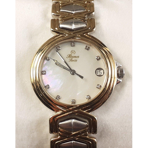 118 - RAMA 9650 ladies quartz wristwatch with Mother of Pearl 24mm face in original faux leather box. Nice... 