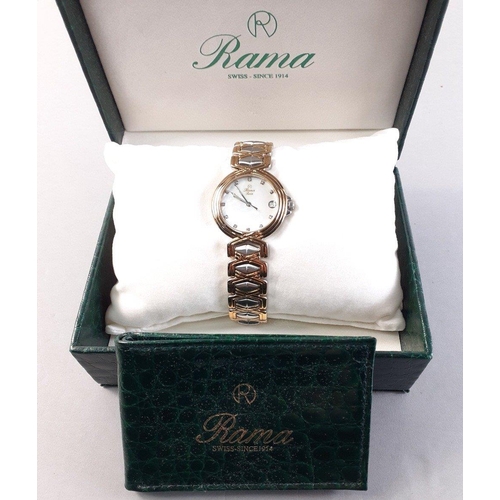 118 - RAMA 9650 ladies quartz wristwatch with Mother of Pearl 24mm face in original faux leather box. Nice... 