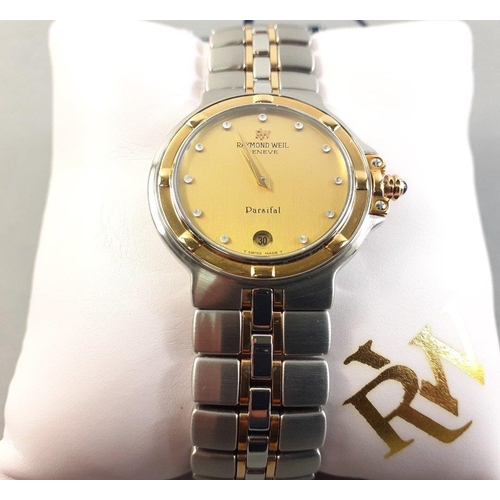 119 - Raymond Weil Women's gold  Dial Parsifal Watch 9194 with diamond hour markers. Complete in box with ... 