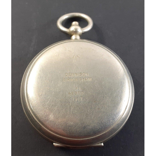 129 - A nice marching compass in a DENNISON OF BIRMINGHAM case dated 1917 with a broad arrow mark#135