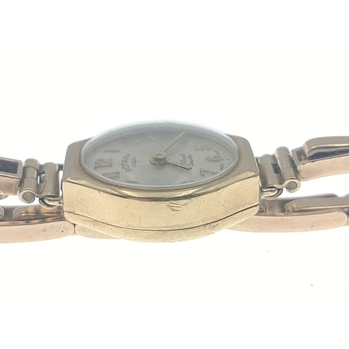 15 - A 375 gold ROTARY ladies cocktail watch marked 17 Jewels gold marks to case and strap.  Strap is spr... 