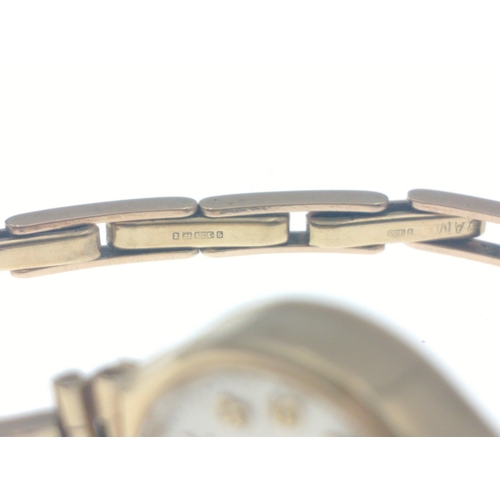 15 - A 375 gold ROTARY ladies cocktail watch marked 17 Jewels gold marks to case and strap.  Strap is spr... 