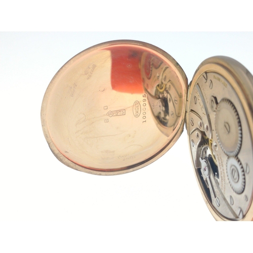 16 - Scarce ROLEX 1928 inscribed 9ct gold stamped fine platinette pocket watch. 15 Rubies movement. Top w... 